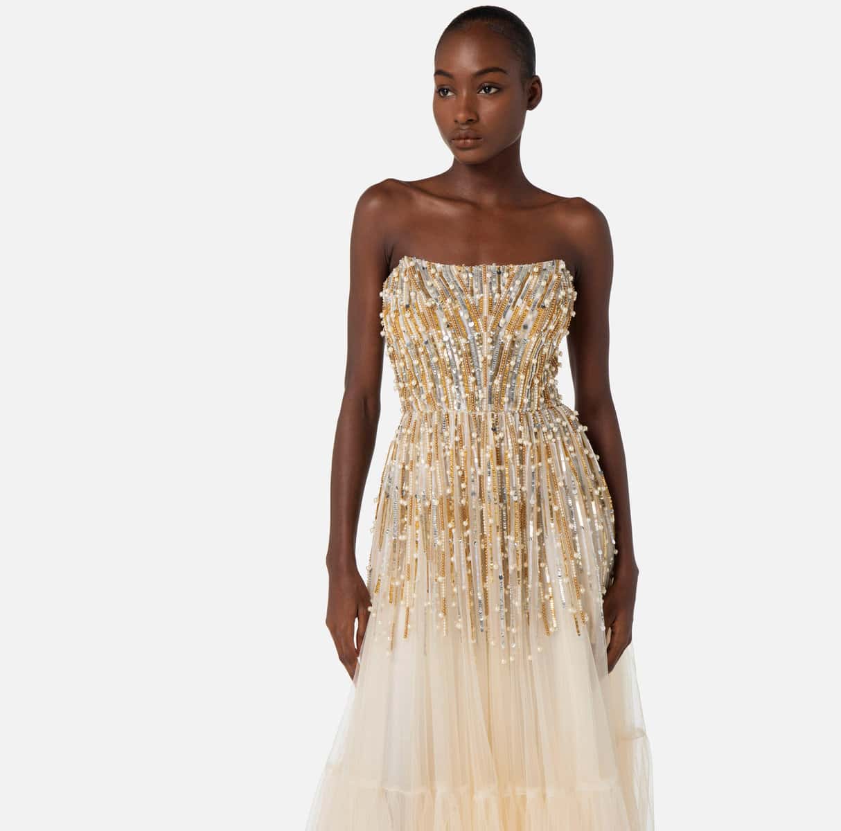 Red Carpet dress with sequins and pearls - Image 6